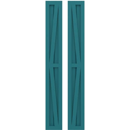 Ekena Millwork Americraft 2-Board Wood 2 Equal Panel Frmd Board-n-Batten Shutters w/Dbl Z-Bar, ARW102BF207X51ANH, PR ARW102BF207X51ANH